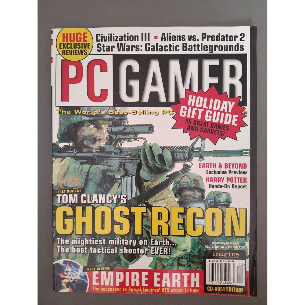 PC Gamer Magazine Holiday 2001 Volume 8 No 13 Tom Clancy's Ghost Recon